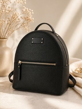 kate spade mini backpack bradley karat light gold plated hardwareBackpack with zipper closureFront exterior zip pocket Kate Spade Wilson Road Small